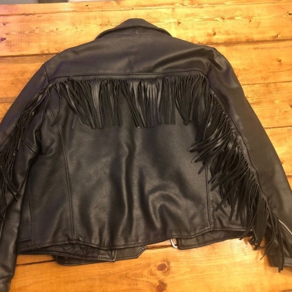 Leather Fringe Biker Jacket- Vintage - Picture 2 of 12